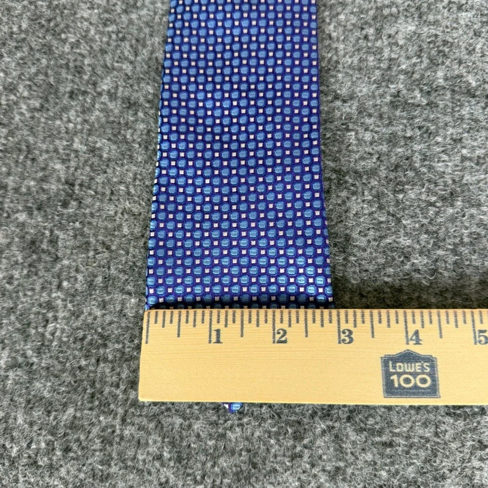 Hugo Boss Mens Blue Purple Geometric Silk Tie Made in Italy Necktie Dress Formal